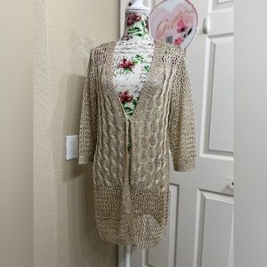 Lauren Michelle Gold Open-Knit Cardigan
